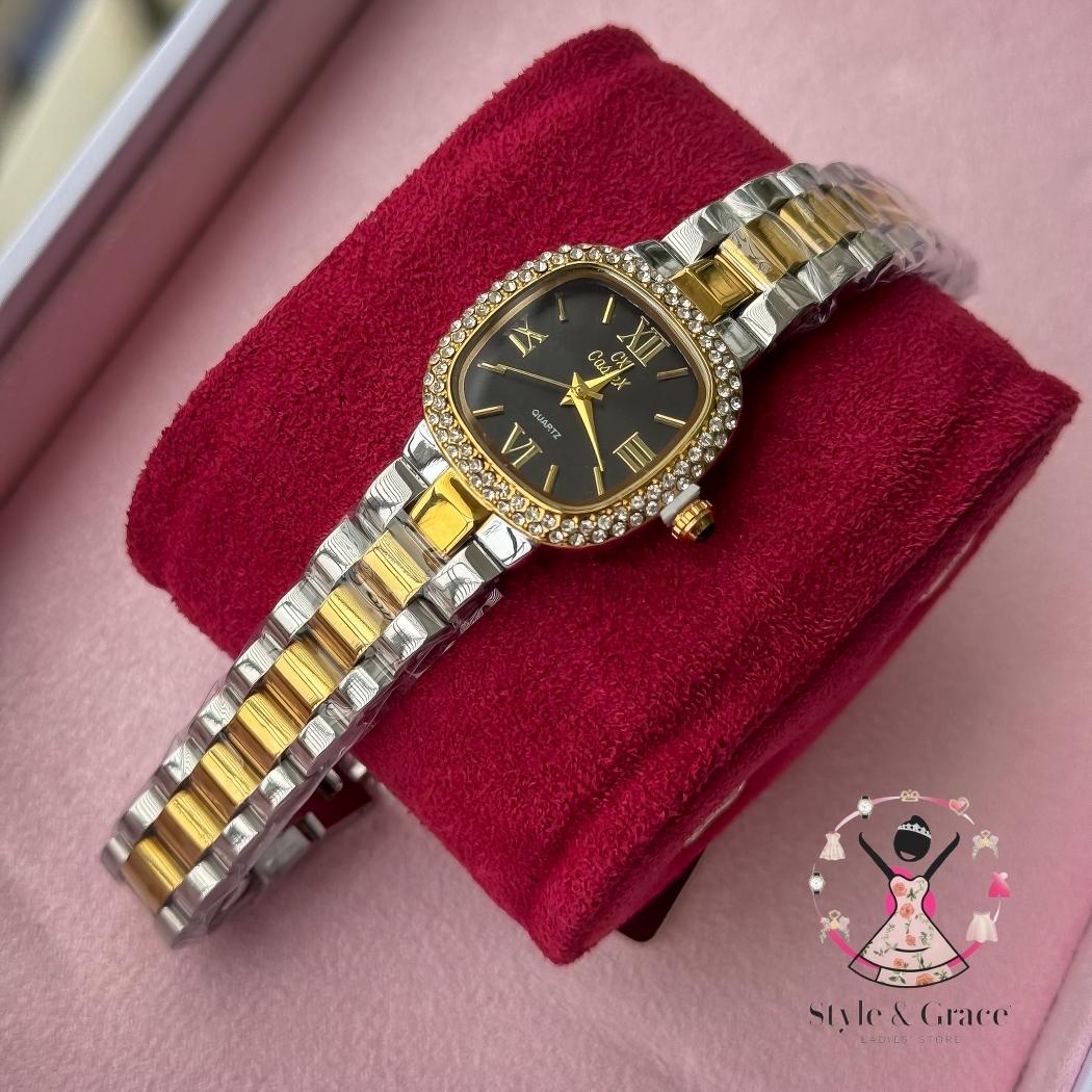 Caslex | CX- | Authentic Dual Tone | Soft Square Dial | Black Dial Stone_img_2