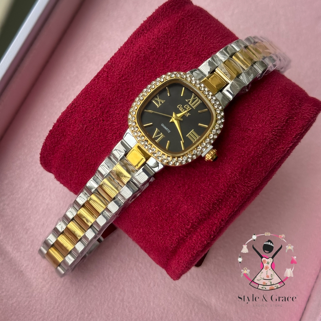 Caslex | CX- | Authentic Dual Tone | Soft Square Dial | Black Dial Stone_img_3