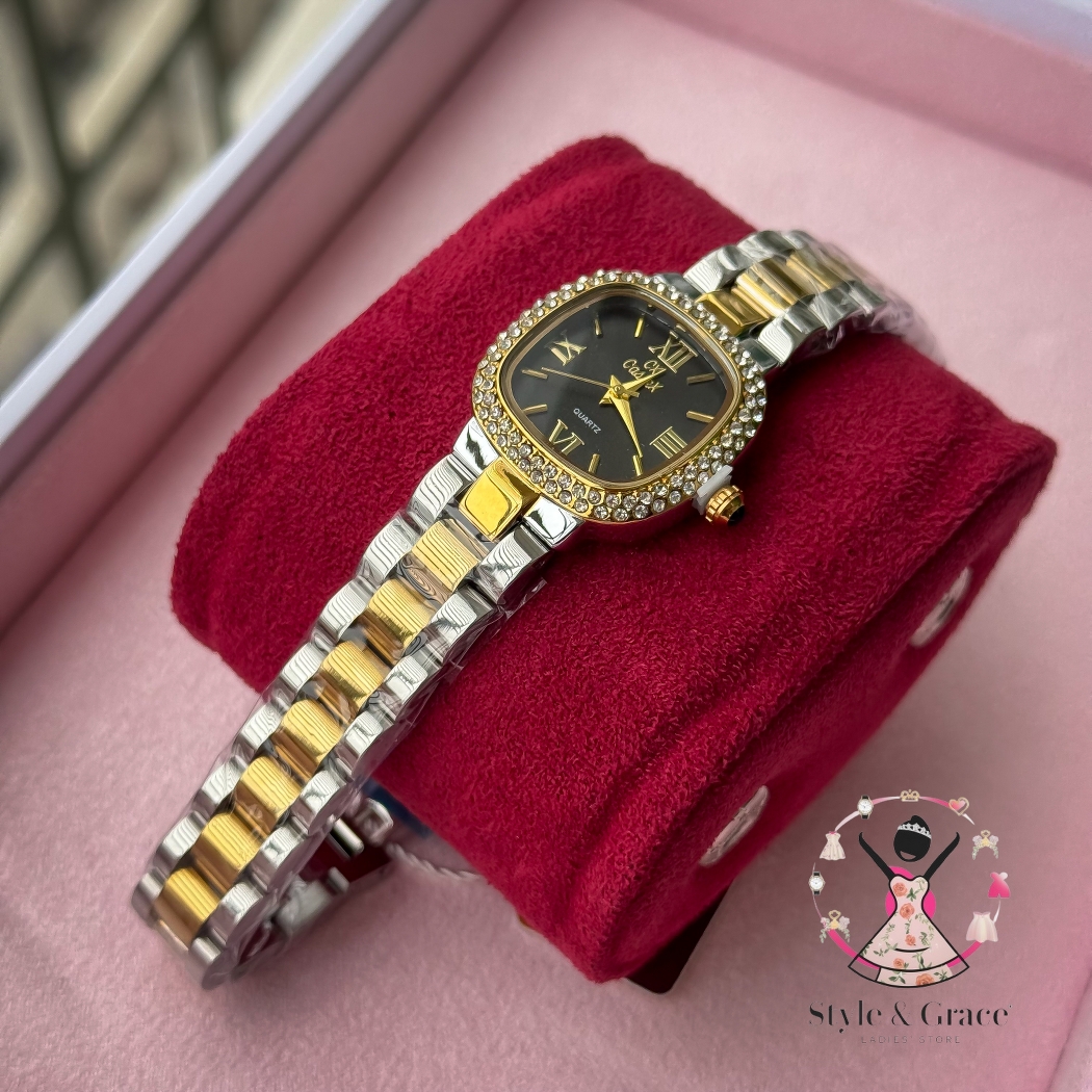 Caslex | CX- | Authentic Dual Tone | Soft Square Dial | Black Dial Stone_img_4