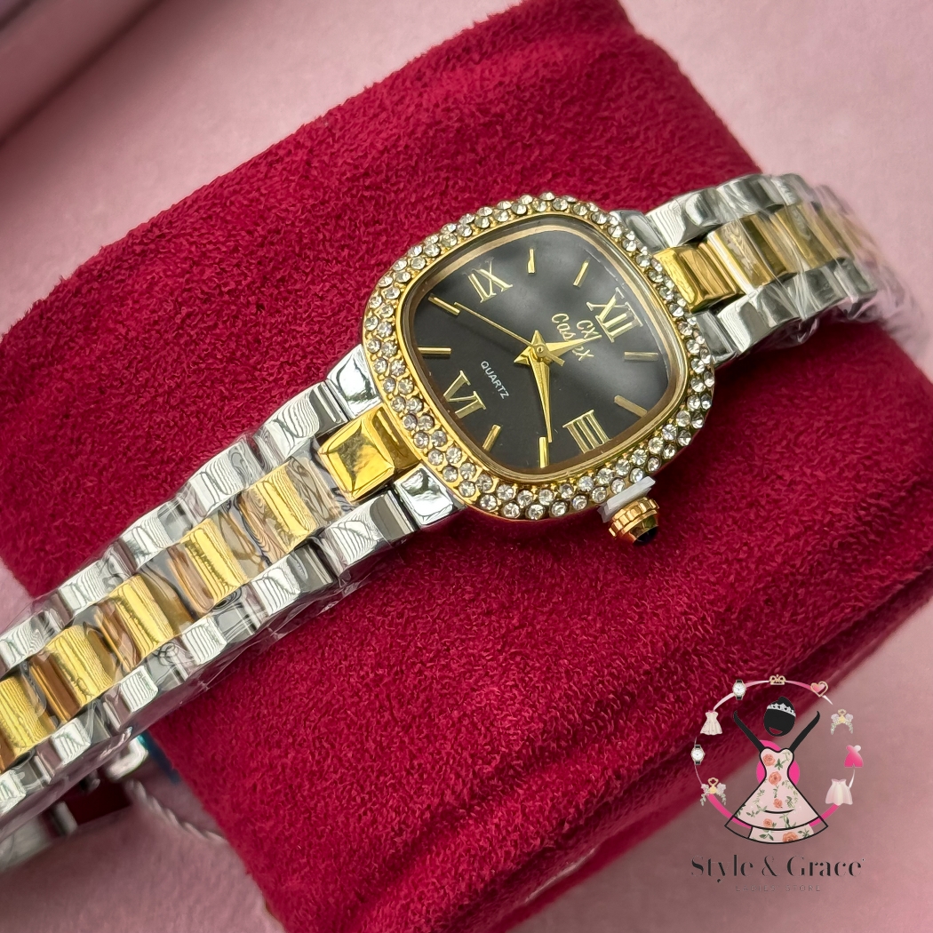 Caslex | CX- | Authentic Dual Tone | Soft Square Dial | Black Dial Stone_img_6