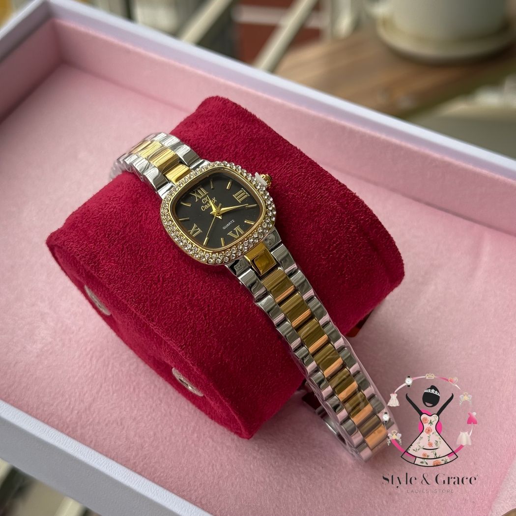 Caslex | CX- | Authentic Dual Tone | Soft Square Dial | Black Dial Stone_img_7