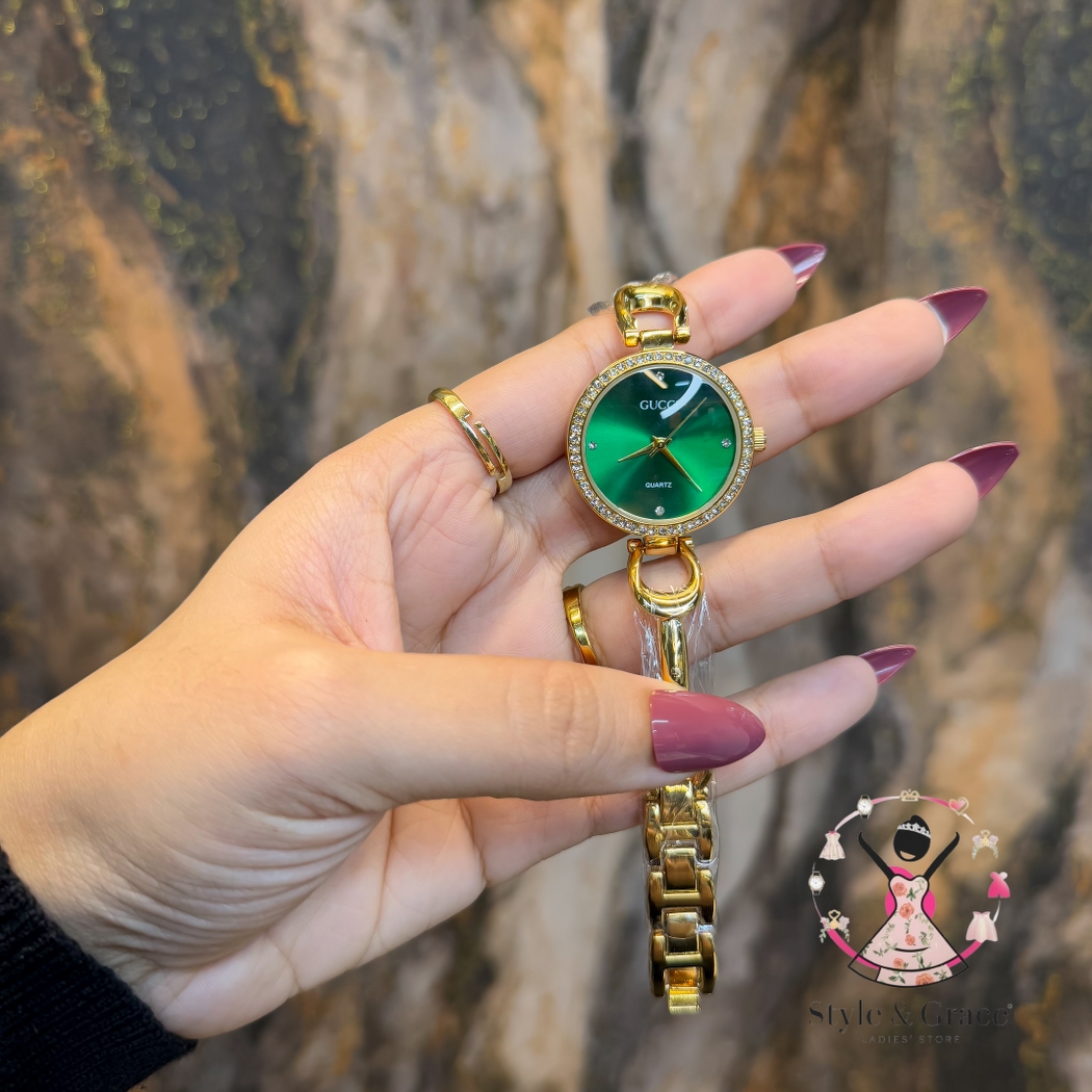 Gucci | Sunflower Gold Round Shape | Green Dial | IPG Coated