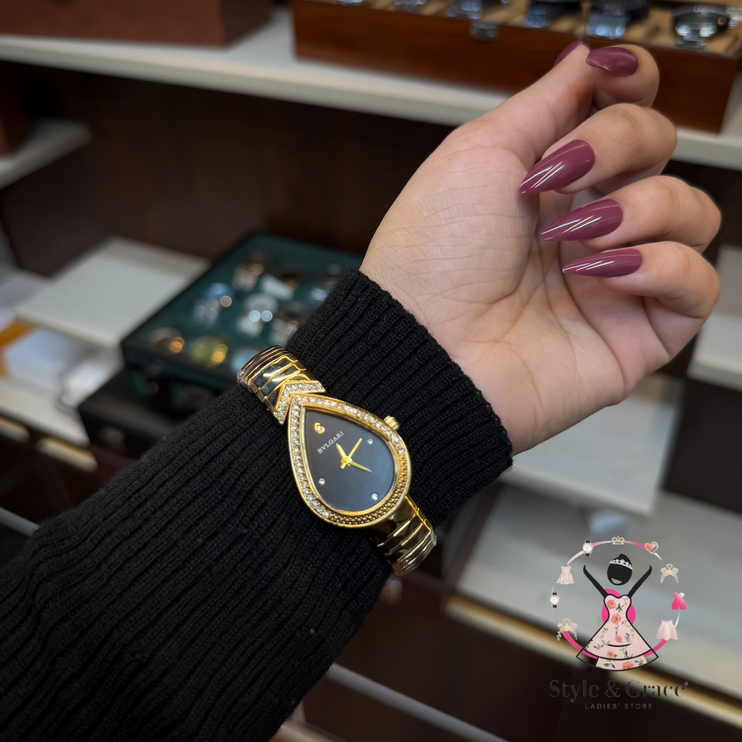 Bvlgari | Beatle Leaf Shape | Full Gold | Black Dial