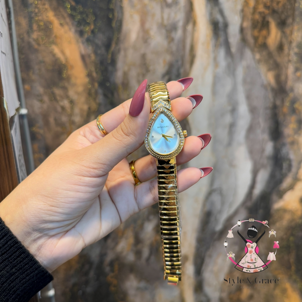 Bvlgari | Beatle Leaf Shape | Full Gold | Pearl White Dial