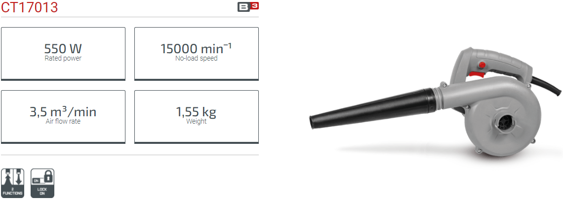 CROWN CT17013, 550W Professional Air Blower, Dust Blower, 3.5m³/min; Model: CT17013_img_1