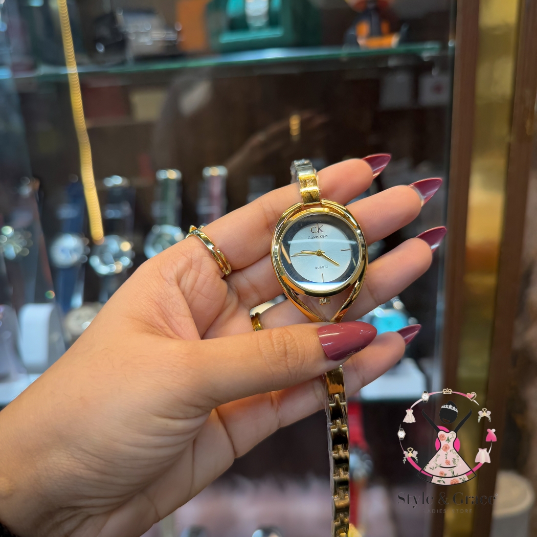 Calvin Klein| Unique Shape Full Gold DIal | Pearl White | IPG Coated_img_1