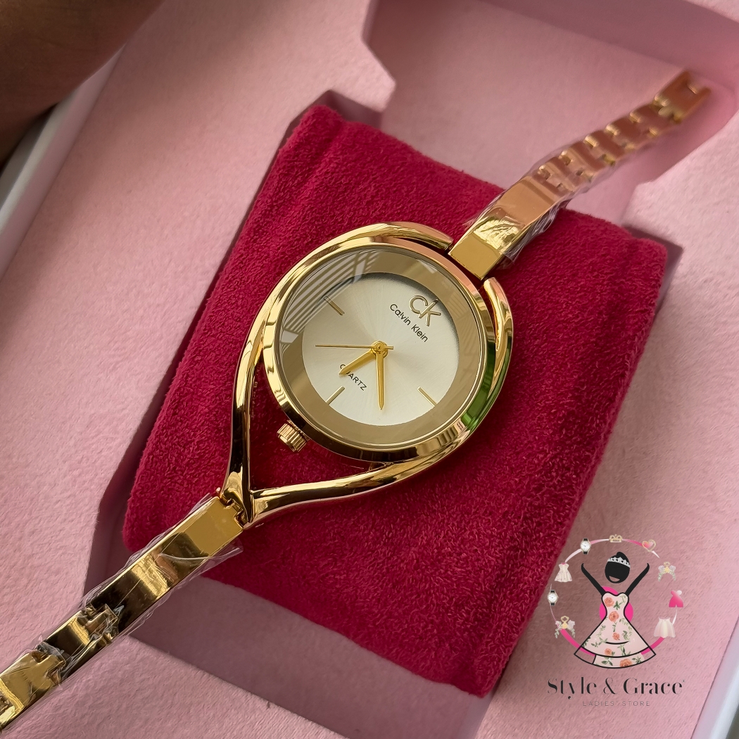 Calvin Klein| Unique Shape Full Gold DIal | Pearl White | IPG Coated_img_3