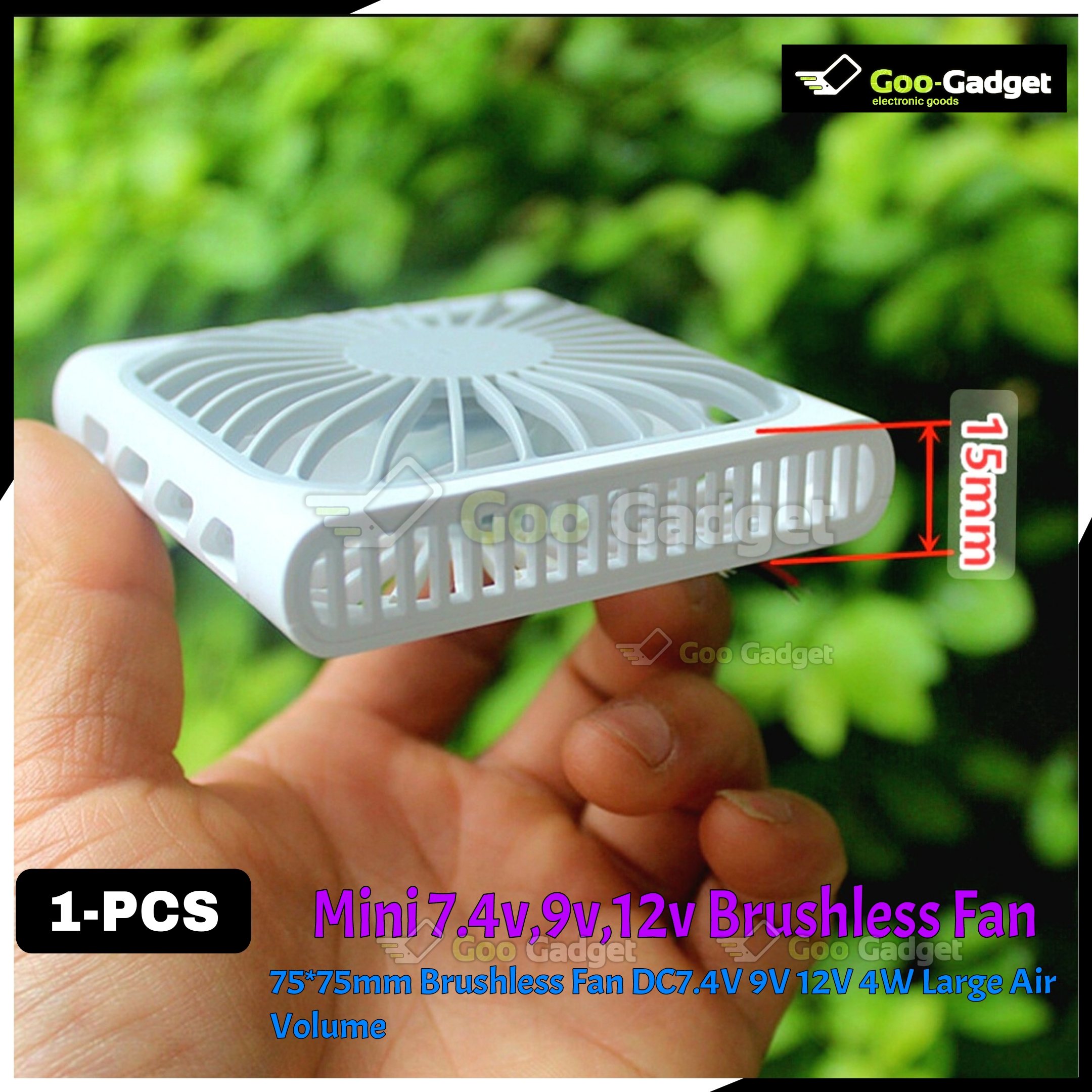 Mini 75x75mm Brushless Cooling Fan | DC 7.4V / 9V / 12V | 4W High Air Volume Blower Fan for DIY Projects_img_1