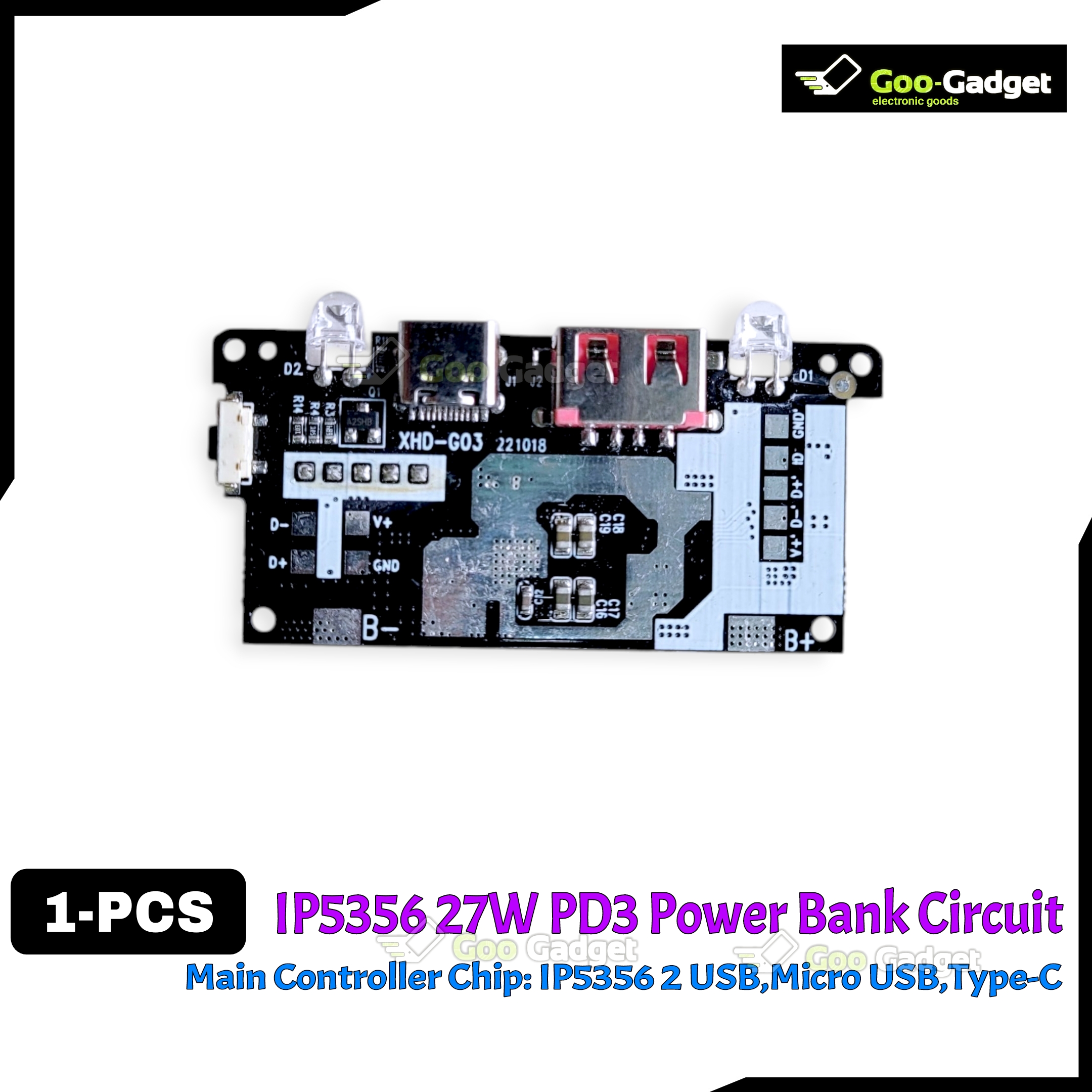 IP5356 27W Quick Charge PD3.1 USB 3.1 Gen-1 Digital Power Bank Circuit – 3-in-1 Charging Input Output Port – LED Display_img_5