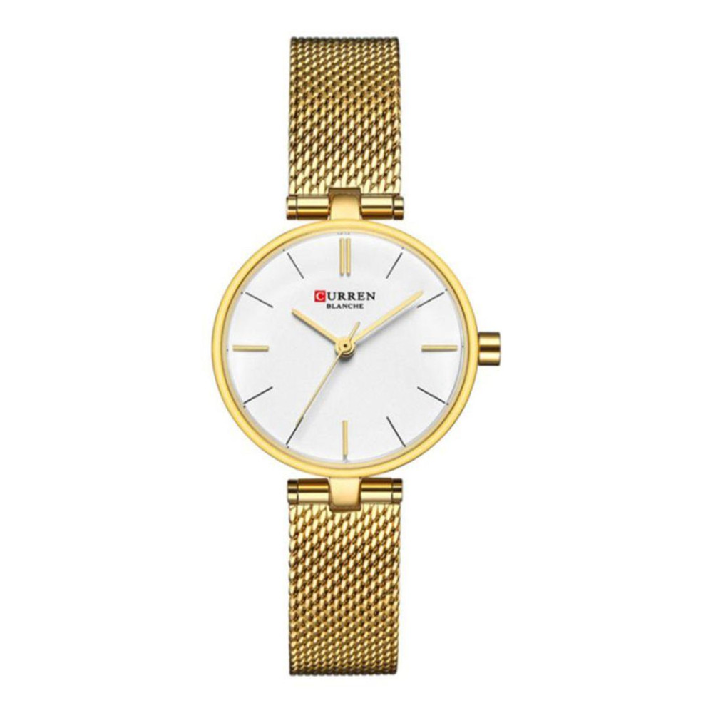 Curren 9038 Ladies Chain Watch- Silver Dial- Golden Bezel- Golden Mesh Chain- TF Code CR988CF_img_0