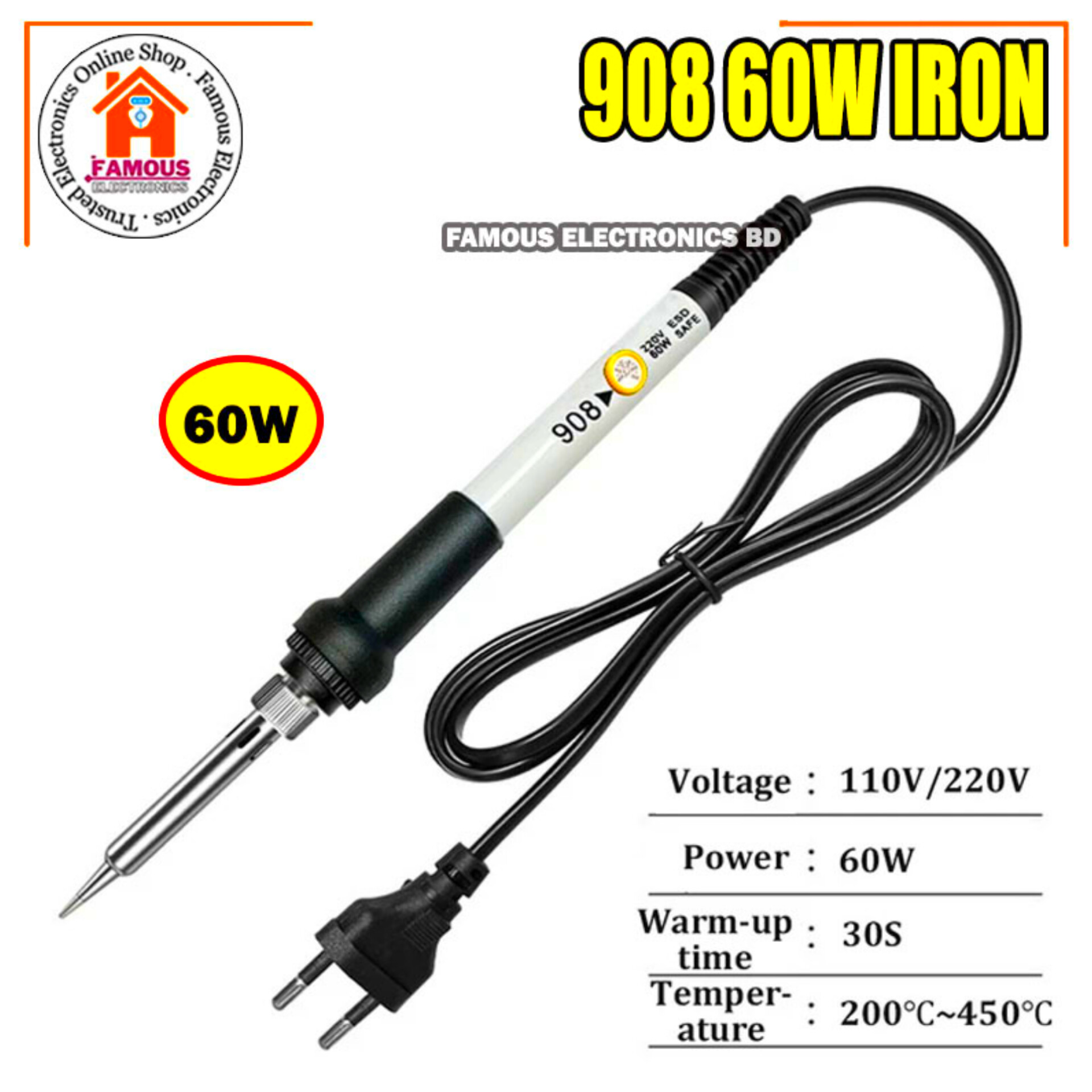 60W Soldering Iron xcy 908 Adjustable 200-450 degrees Celsius Temperature Control Hand Equipment High Insulated Easy to Use and Maintain_img_2