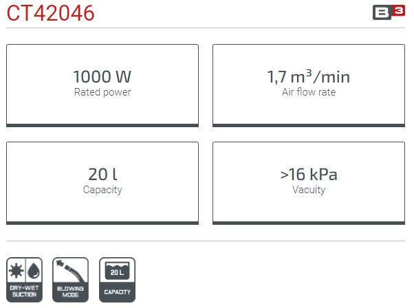 CROWN CT42045, 15L Professional All-Purpose Vacuum Cleaner, 16kpa, 28.5L/min, Model: CT42045_img_3