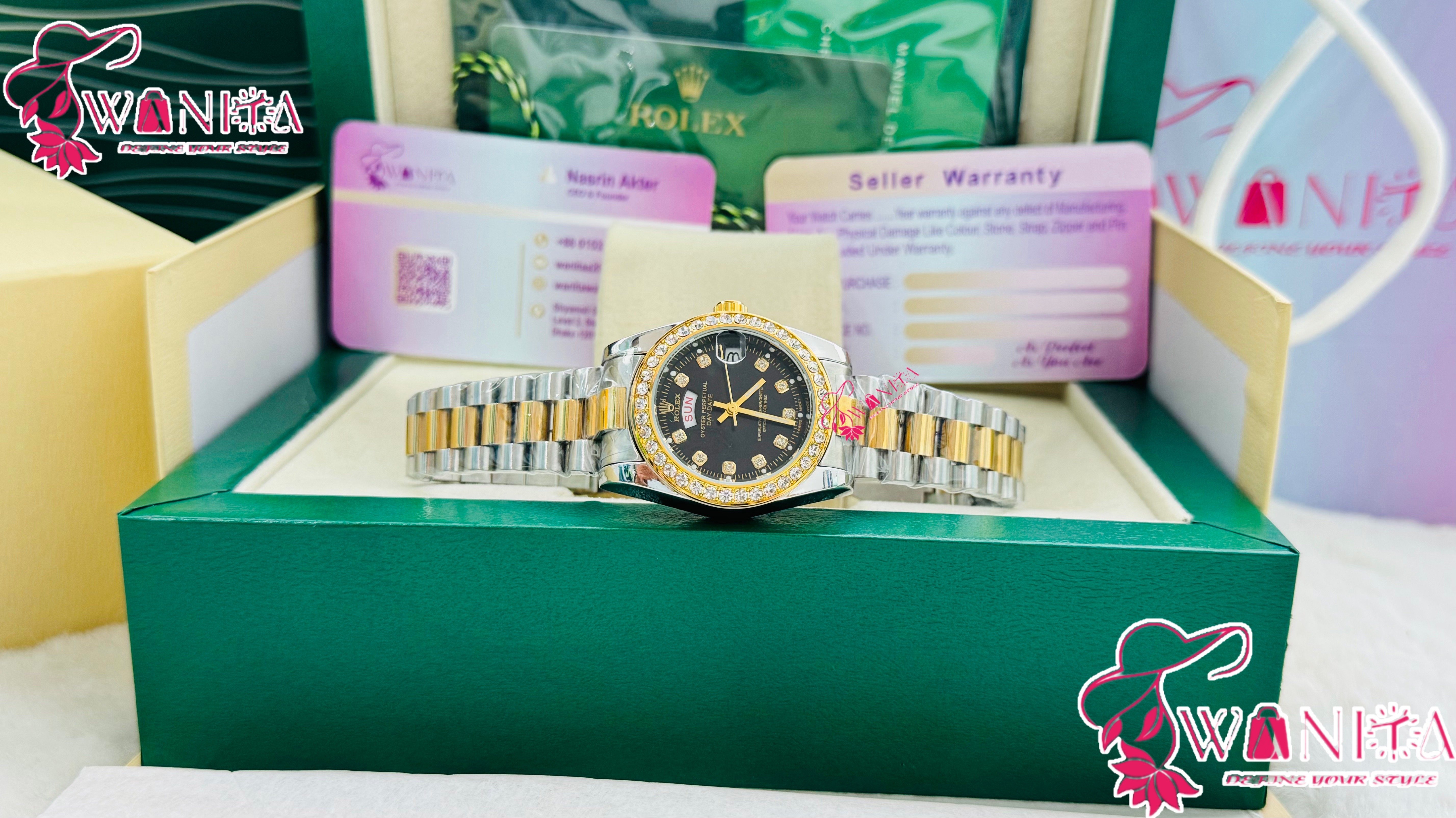 Premium Rolex Black Stone Watch