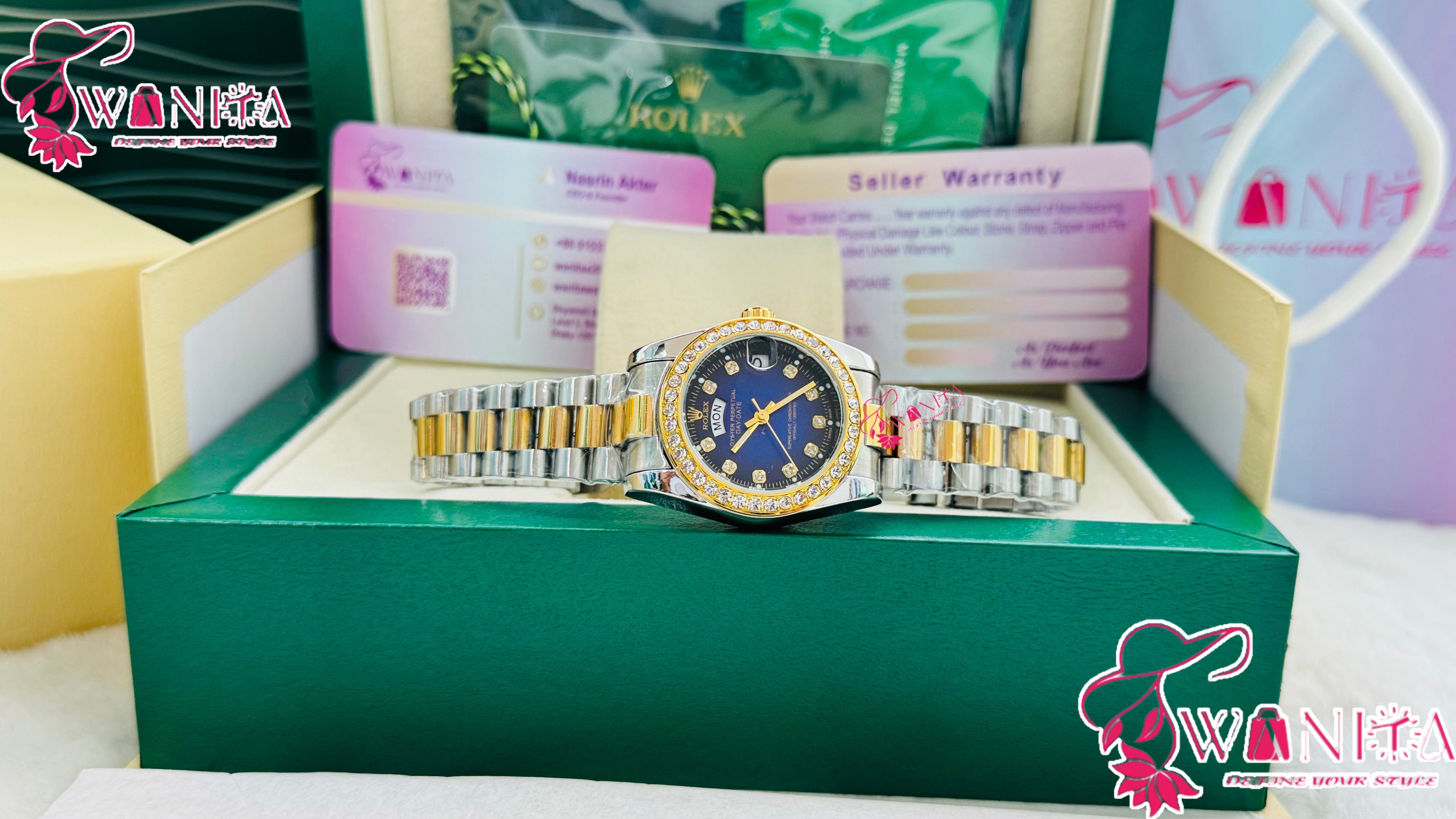 Premium Rolex Blue Stone Watch