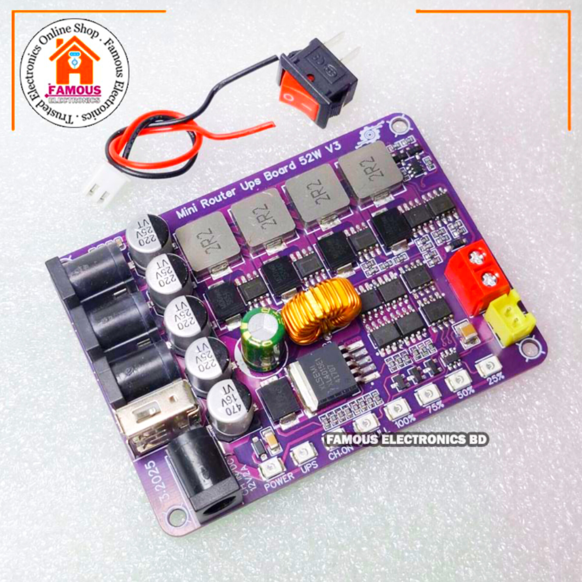 New Mini Router UPS Borad 52W V3 3.7V-4.2V Battery_img_2