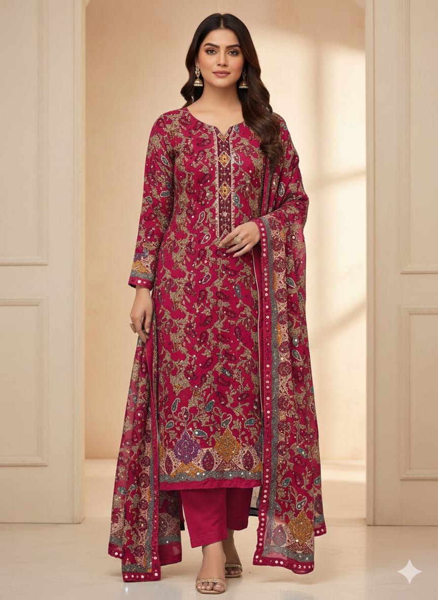 গর্জিয়াস লাহোরি থ্রি পিস (সেলাই বিহীন)