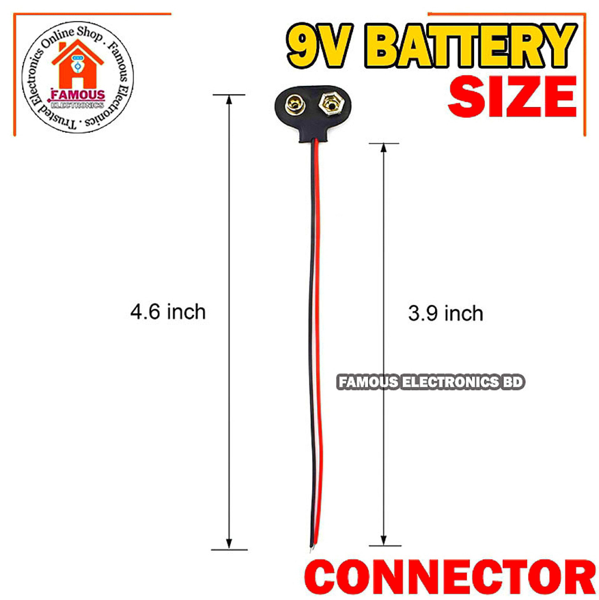 1PCS- 9V Battery Connector BLACK Color DC 9V Battery Clip Connector Leads Socket 6F22 Battery Holder Snap Cables 9 Volt For Arduino Electronics Projects Power Supply_img_4