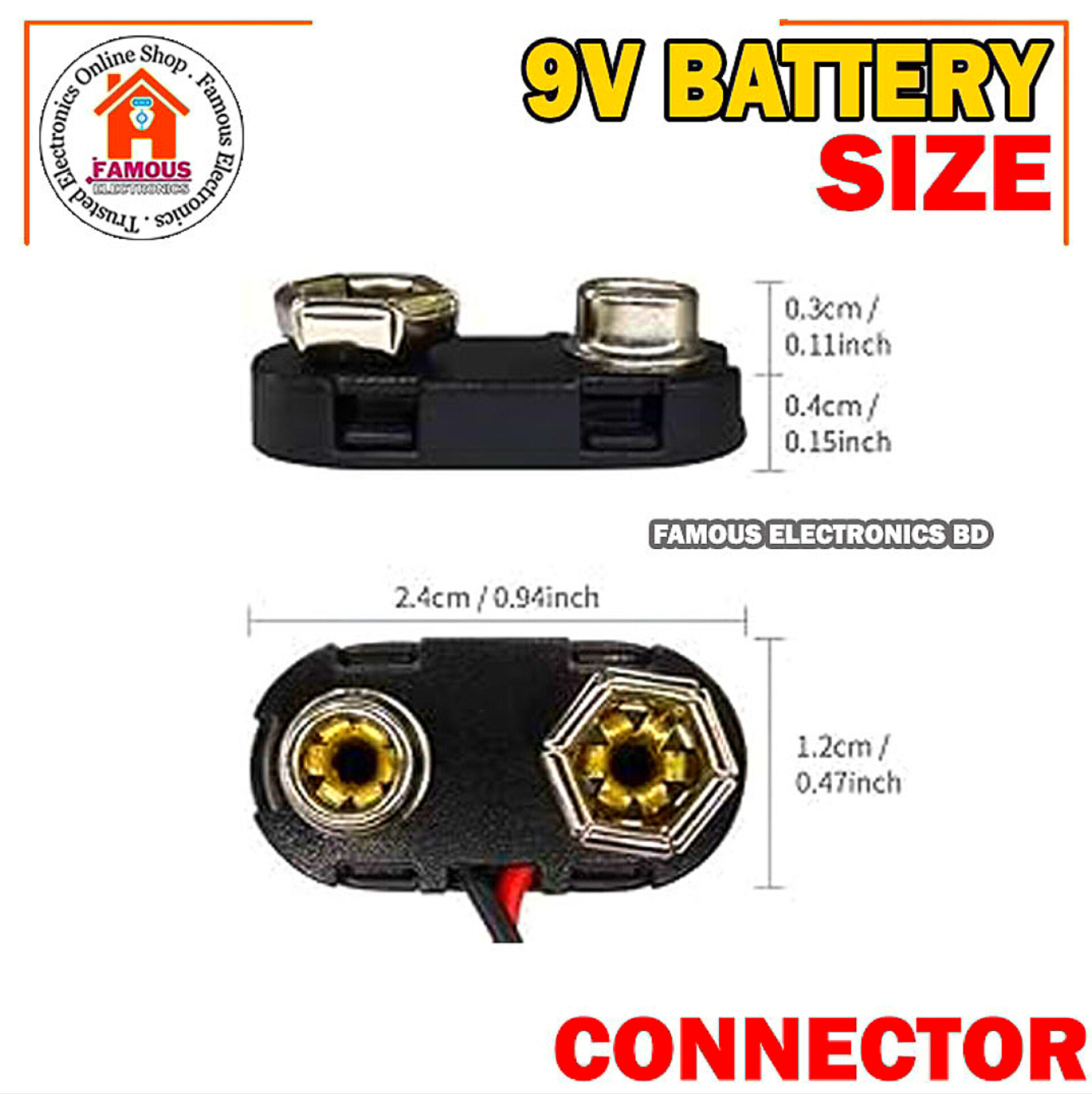 1PCS- 9V Battery Connector BLACK Color DC 9V Battery Clip Connector Leads Socket 6F22 Battery Holder Snap Cables 9 Volt For Arduino Electronics Projects Power Supply_img_5