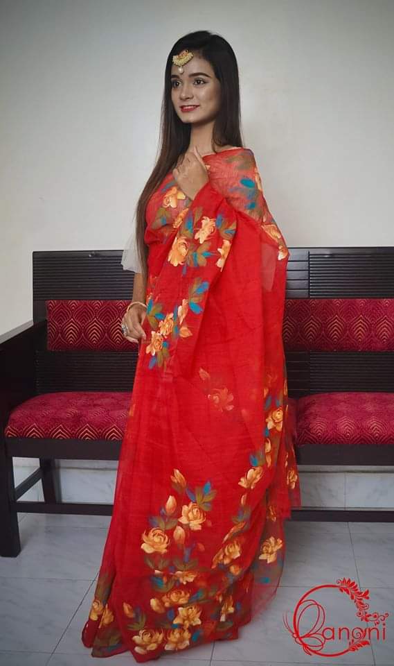 Half Silk Hand Print Saree_img_0