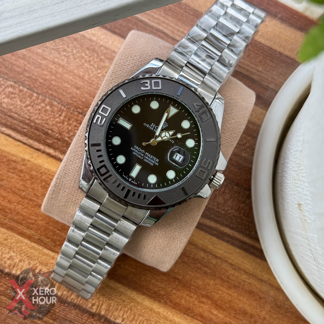 Rolex Yacht master | Chain Edition |Silver with Black Bezel with Dial