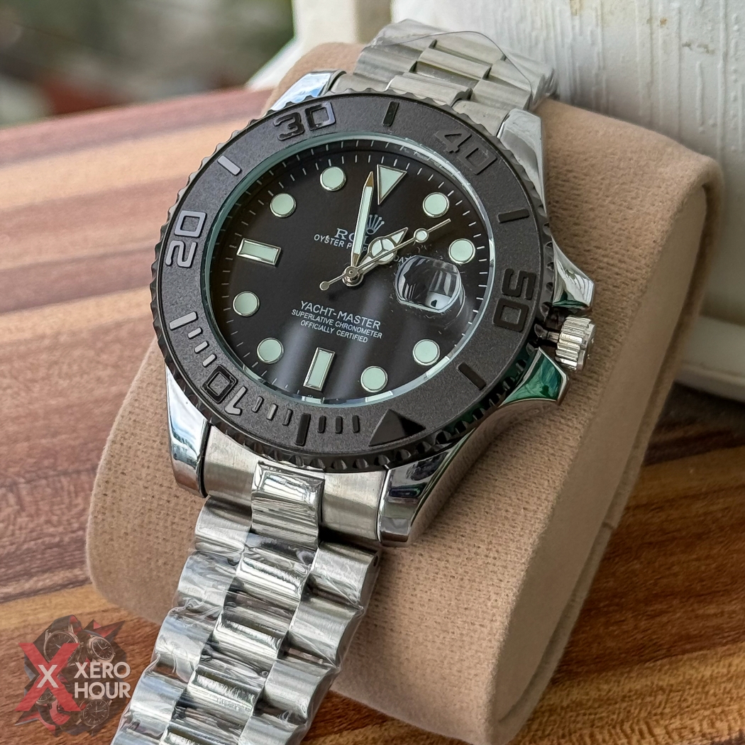 Rolex Yacht master | Chain Edition |Silver with Black Bezel with Dial_img_2