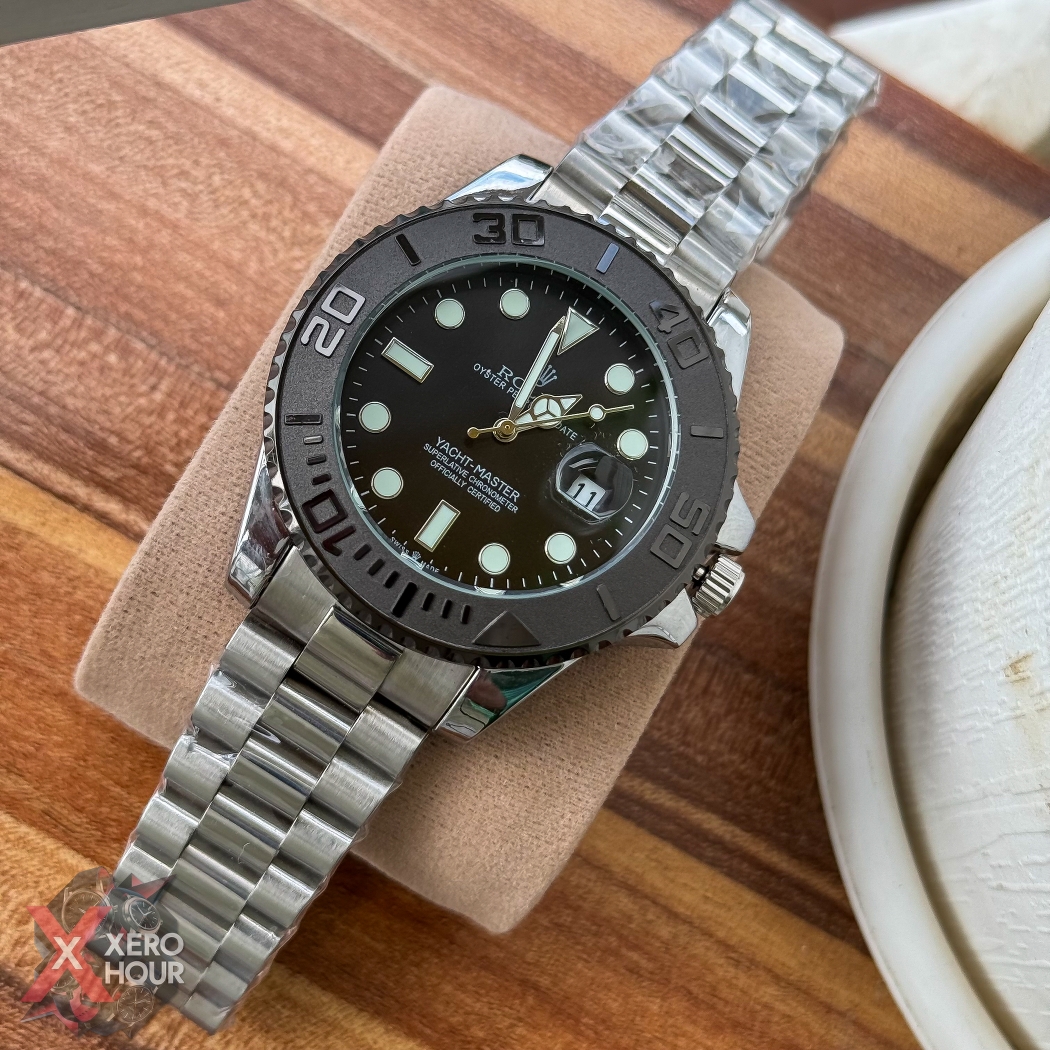 Rolex Yacht master | Chain Edition |Silver with Black Bezel with Dial_img_4