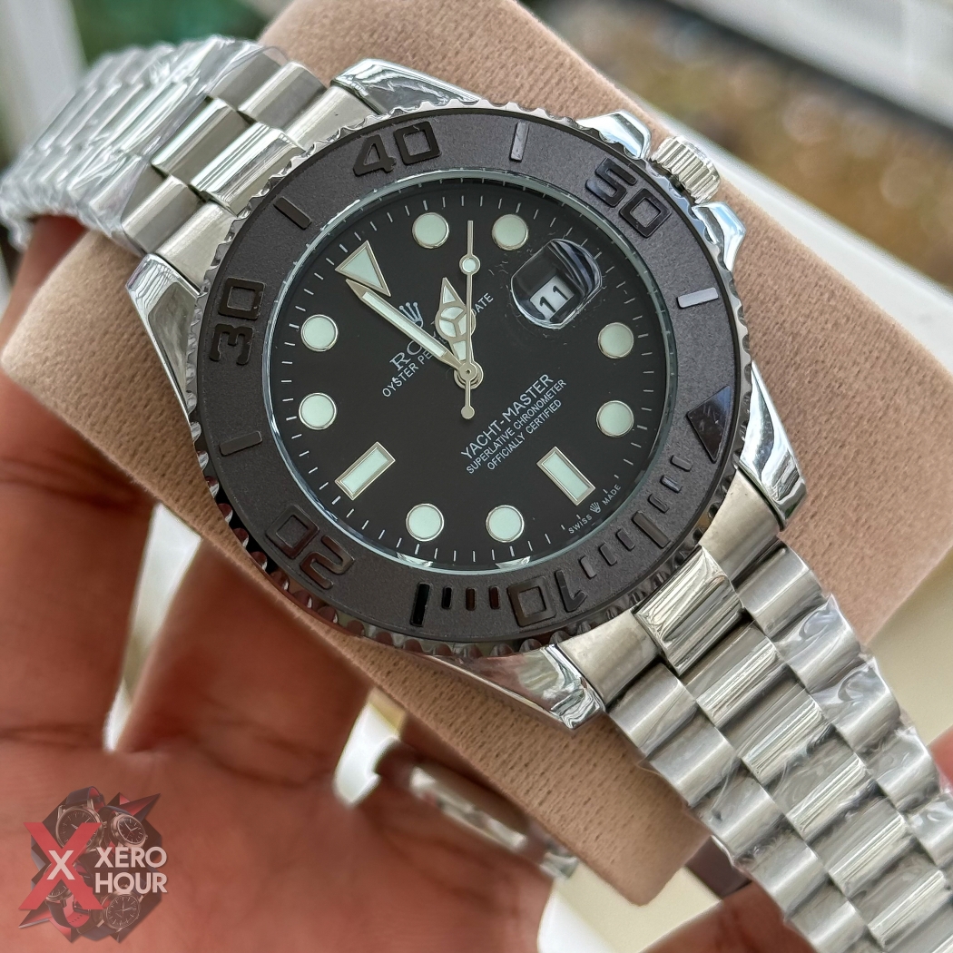 Rolex Yacht master | Chain Edition |Silver with Black Bezel with Dial_img_5