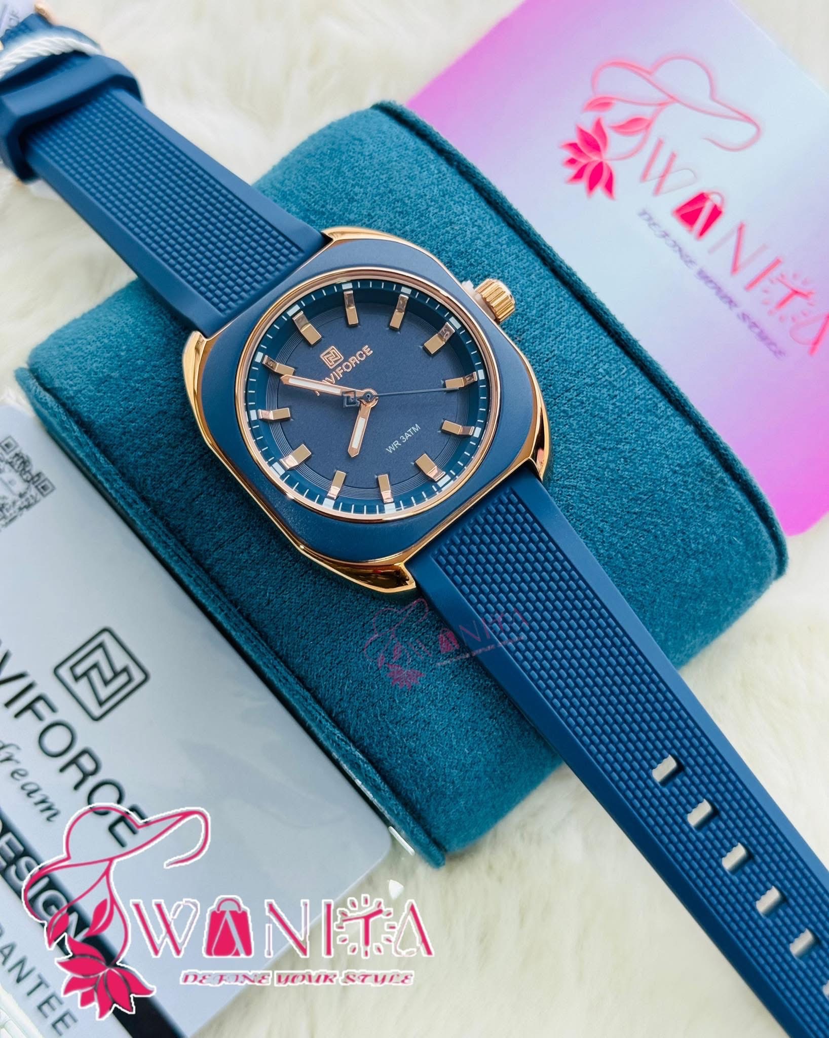 Naviforce Ladies Blue Silicon Strap Watch