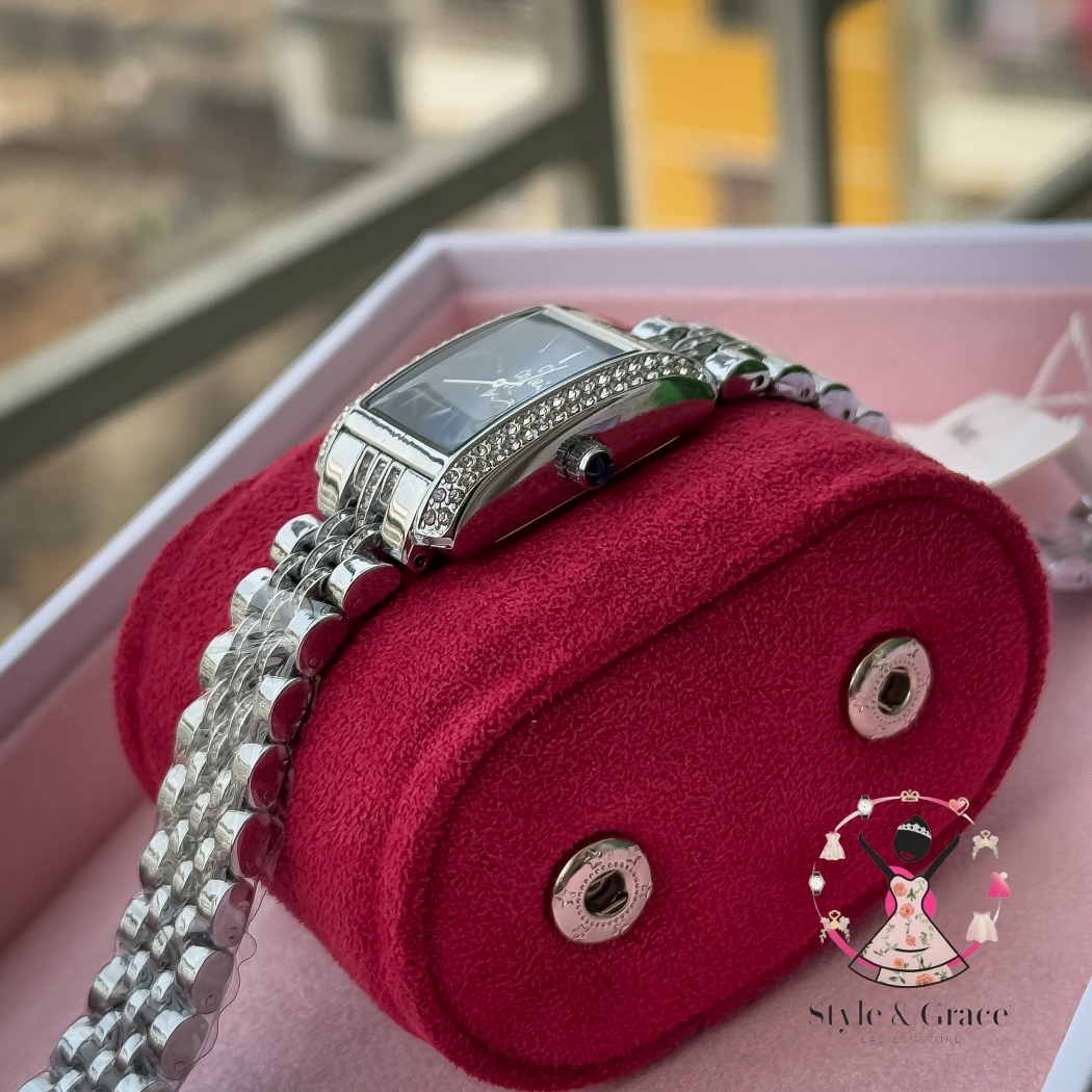 Caslex | CX - | Square Stone bezel Chain| Single Tone | Blue Dial_img_3