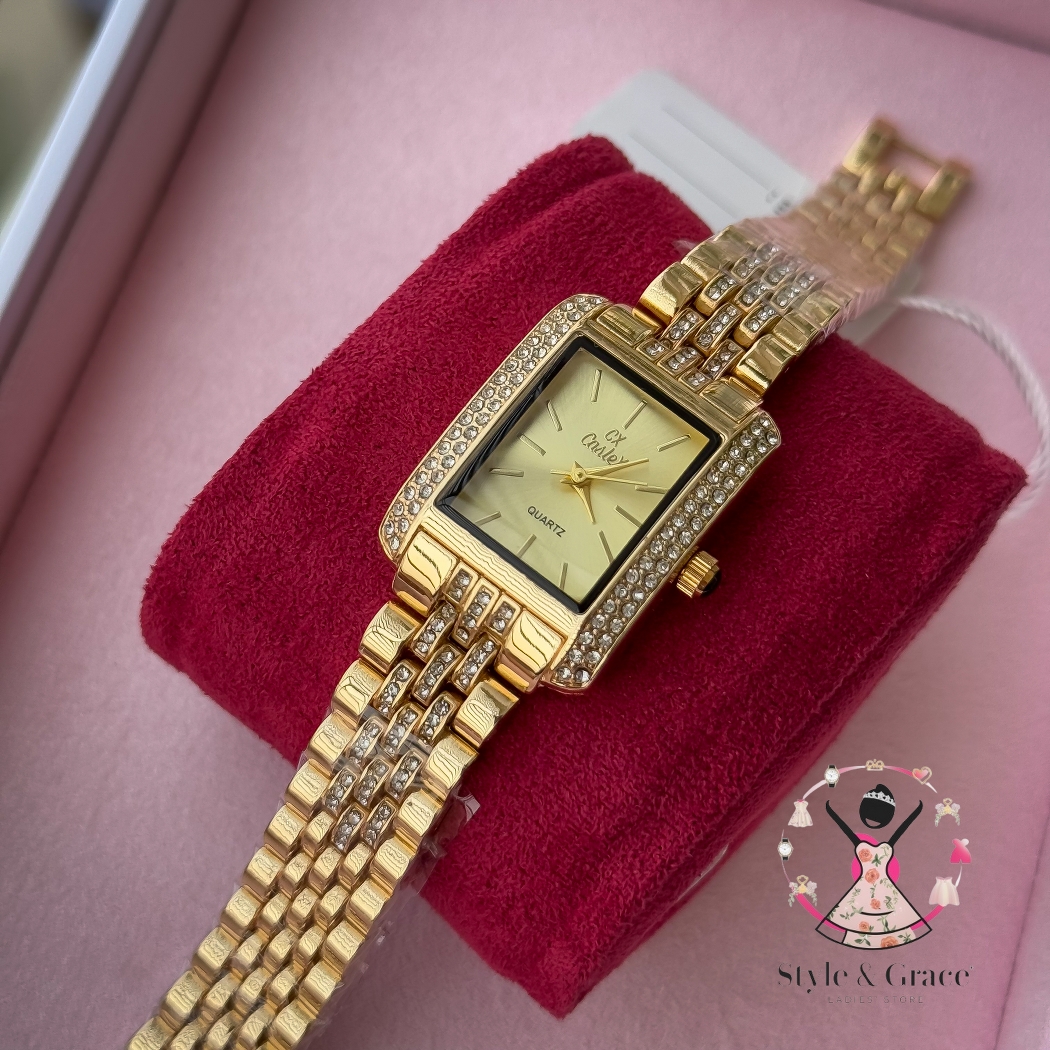 Caslex | CX - | Square Stone bezel Chain| Single Tone | Full Gold_img_2