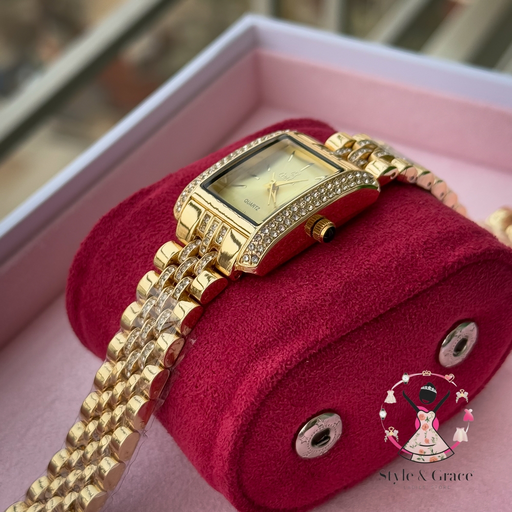 Caslex | CX - | Square Stone bezel Chain| Single Tone | Full Gold_img_4