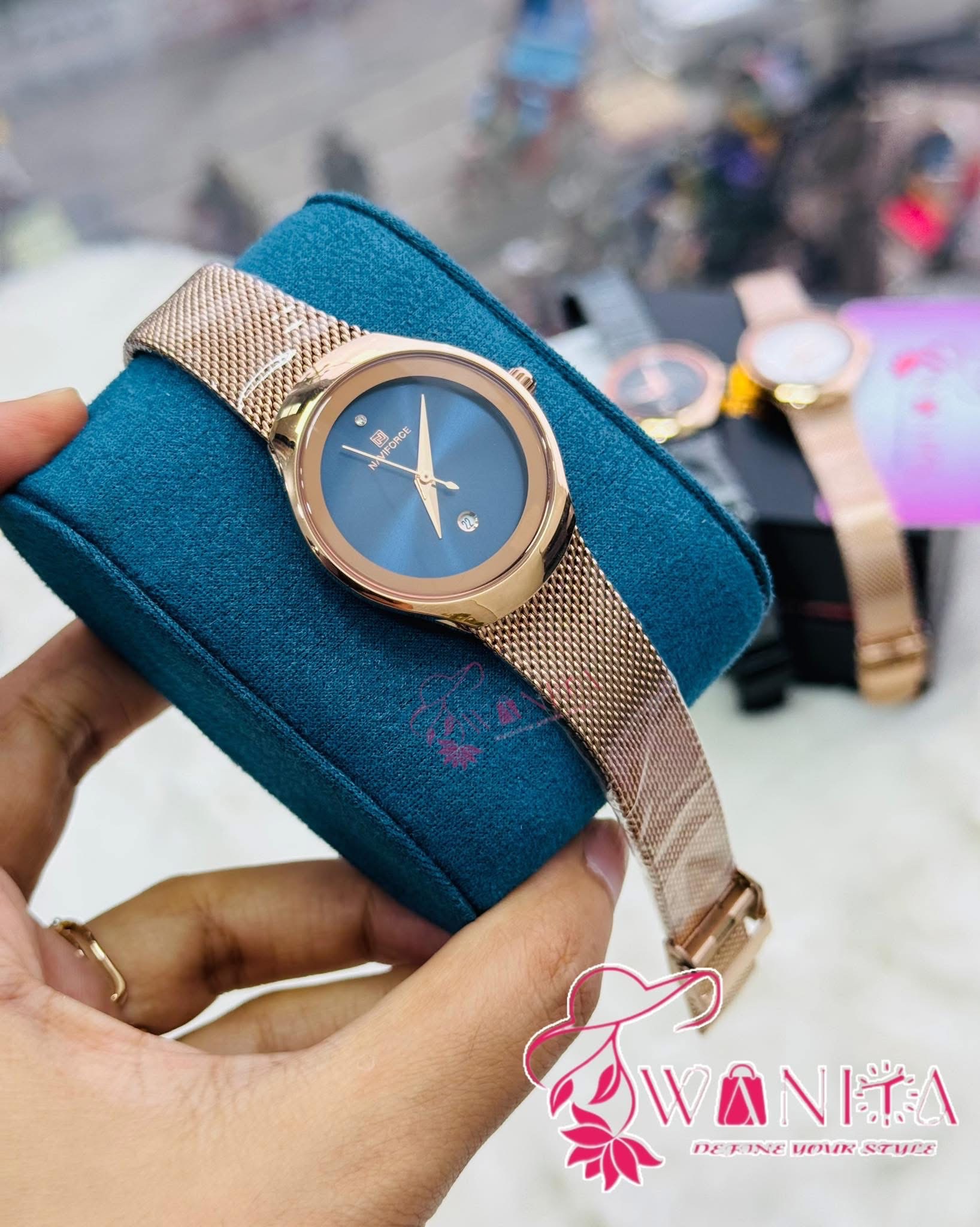 Naviforce Ladies Rosegold Mash Chain Watch