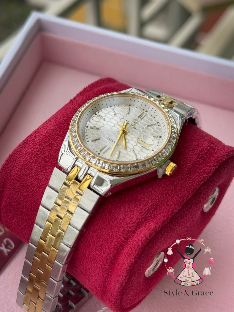 Caslex | CX - | LD Stone style | Dual Tone | Pearh White Dial_img_5