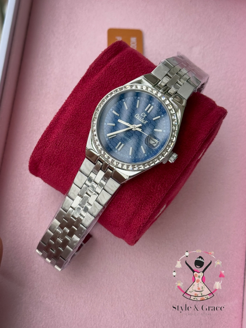 Caslex | CX - | LD Stone style | Singel Tone | Blue Dial