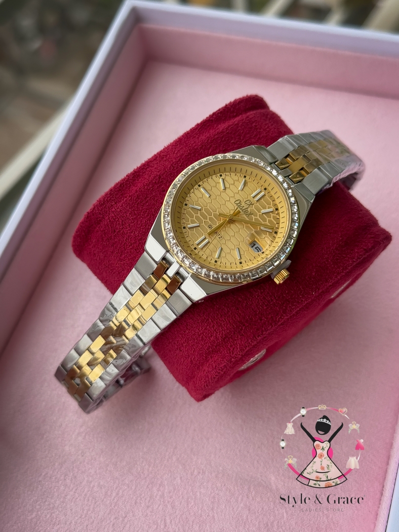 Caslex | CX - | LD Stone style | Dual Tone | Sunflower Gold Dial_img_1