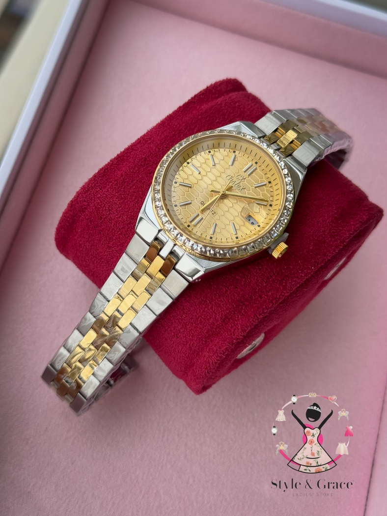 Caslex | CX - | LD Stone style | Dual Tone | Sunflower Gold Dial_img_2