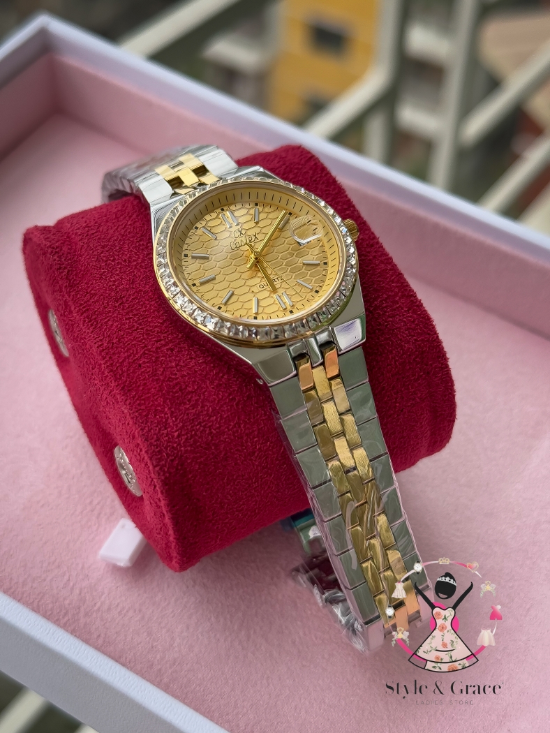 Caslex | CX - | LD Stone style | Dual Tone | Sunflower Gold Dial_img_4