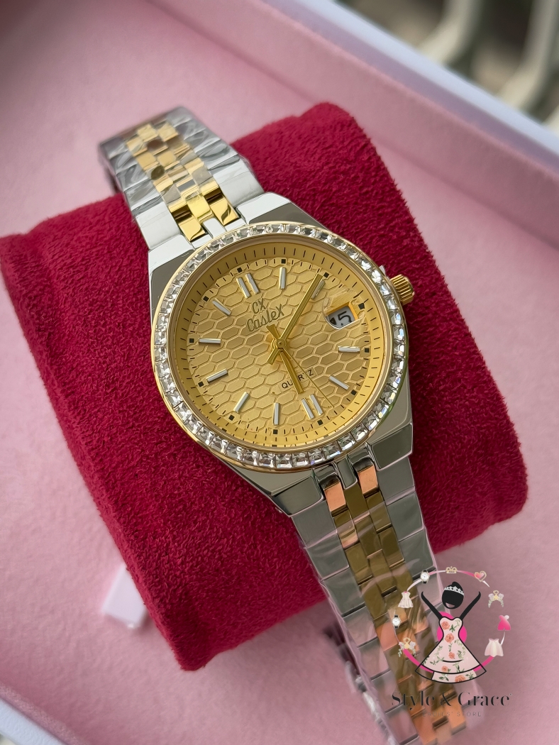 Caslex | CX - | LD Stone style | Dual Tone | Sunflower Gold Dial_img_5
