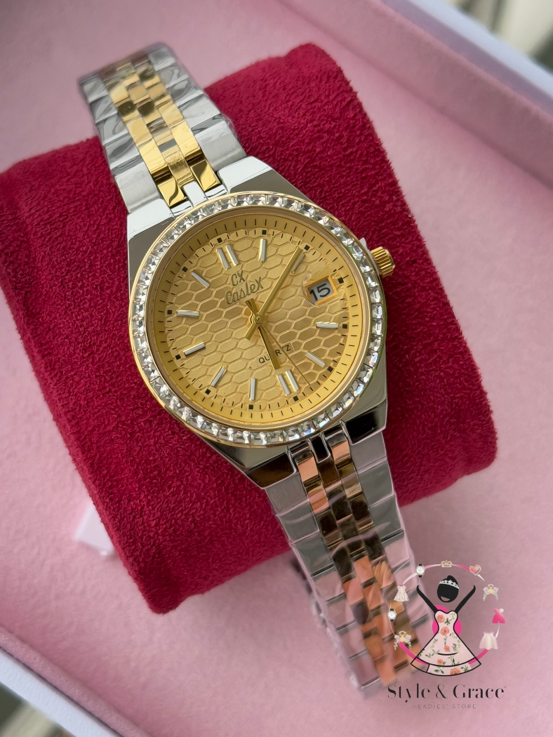 Caslex | CX - | LD Stone style | Dual Tone | Sunflower Gold Dial_img_6