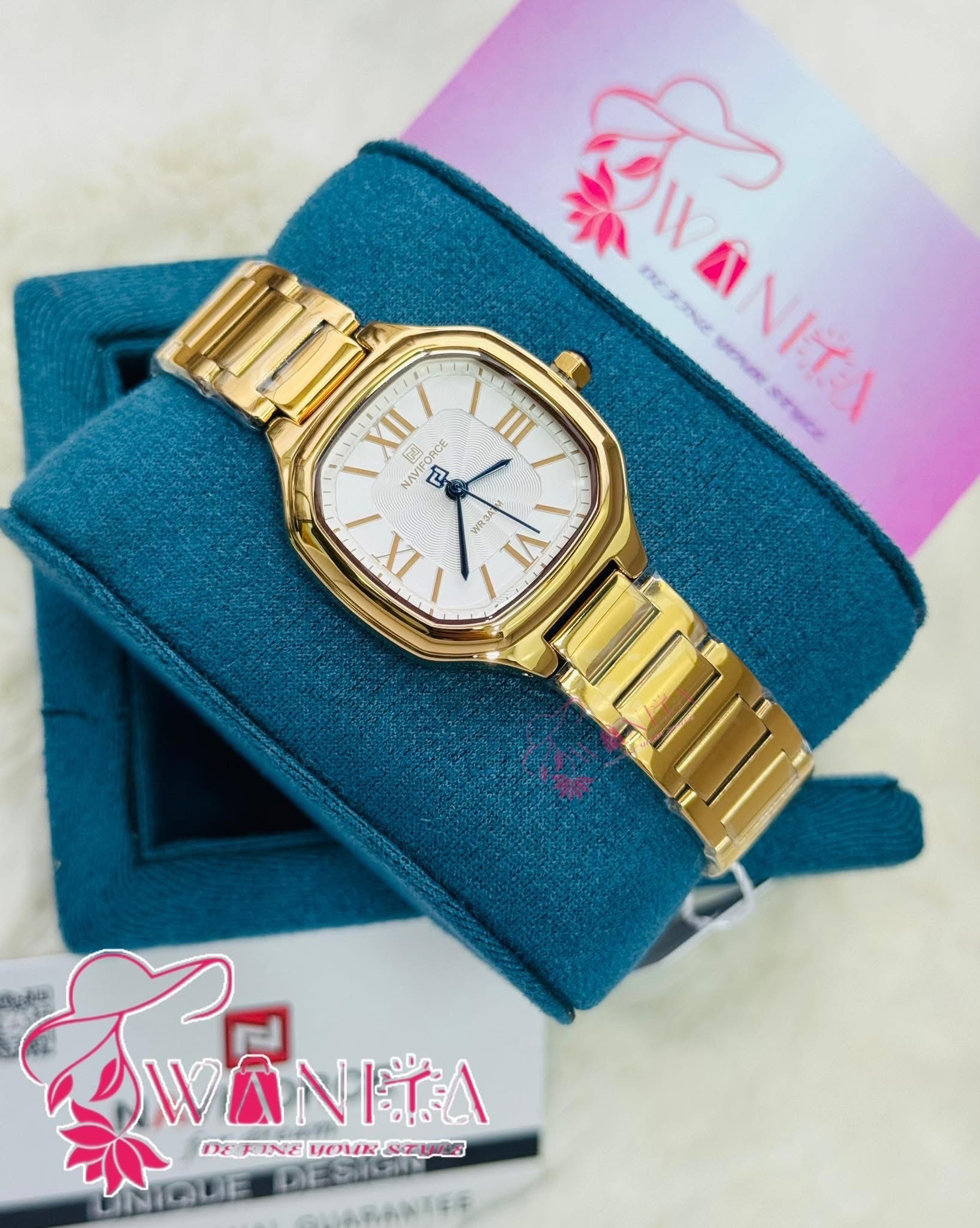 Naviforce Ladies Full Golden Chain Watch