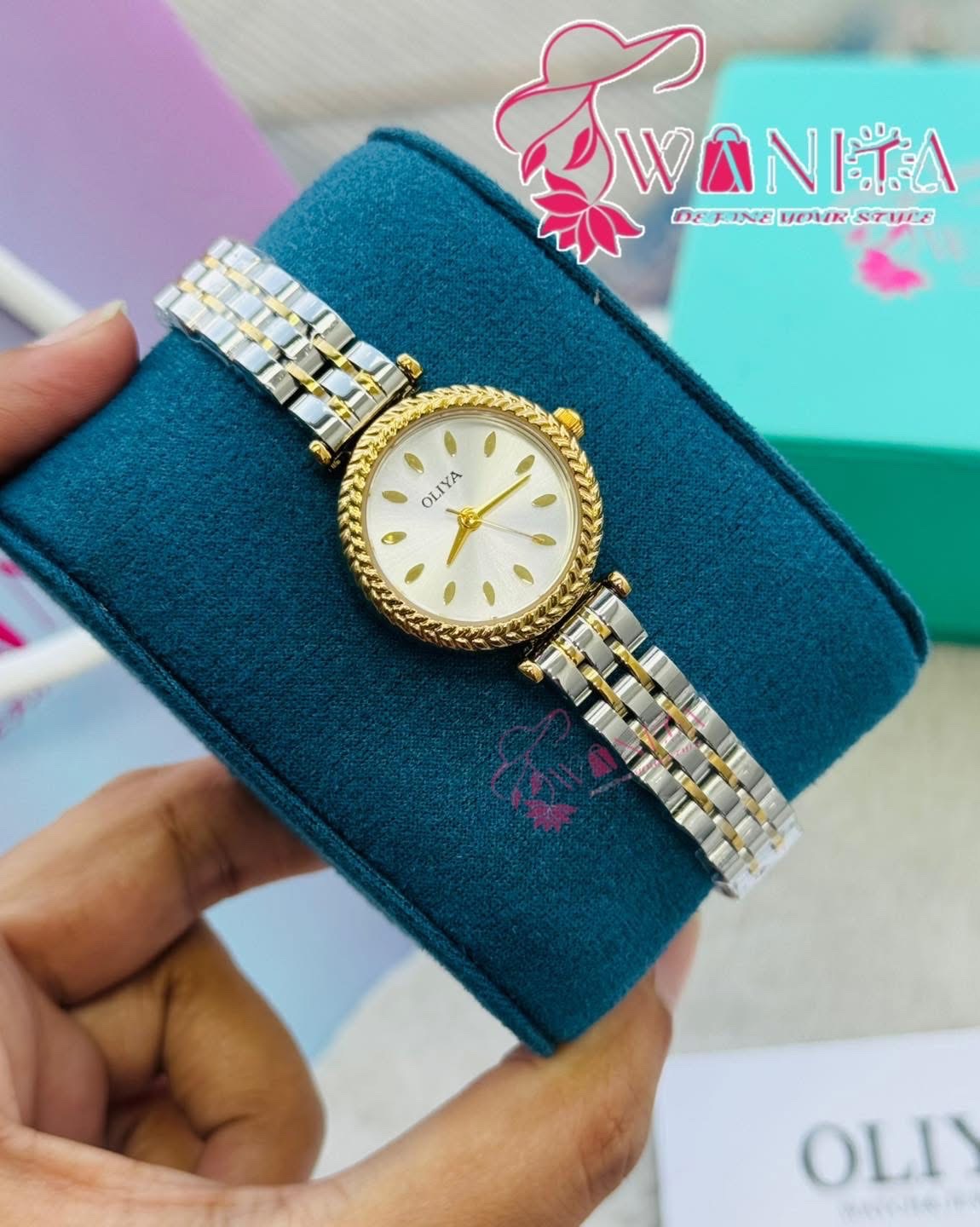 Oliya Ladies Dual Tone White Dial Watch