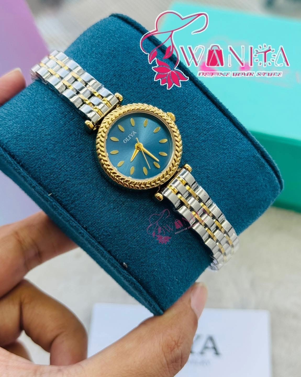 Oliya Ladies Dual Tone Royal Blue Dial Watch