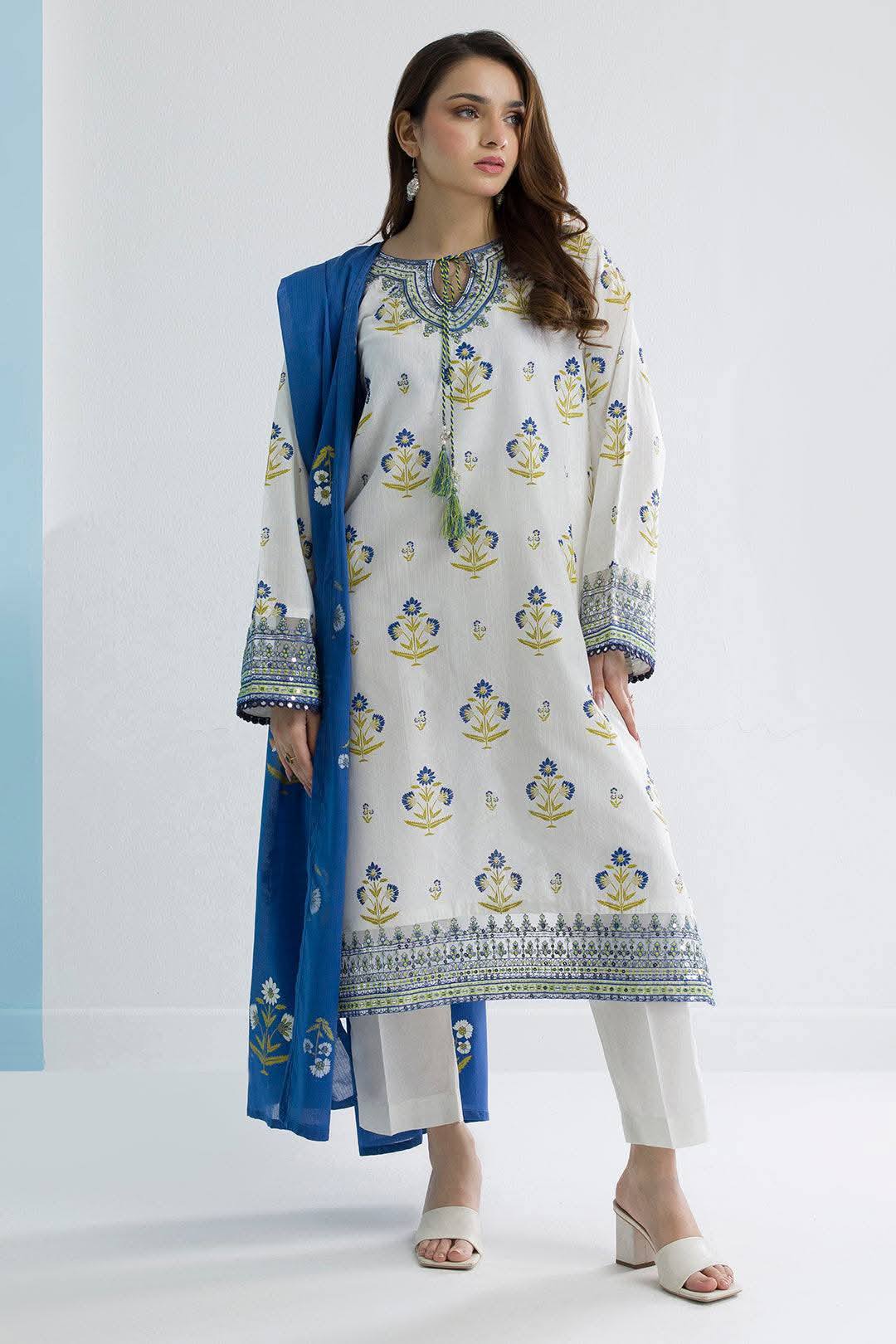 Embroidered Kurta Dupatta Trouser - Image 1