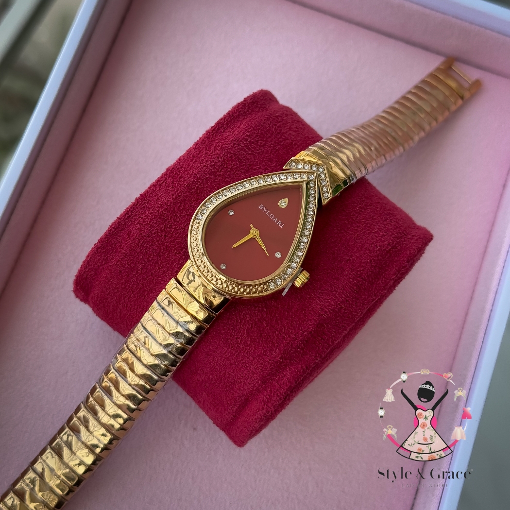 Bvlgari | Beatle Leaf Shape | Full Gold | Red Dial_img_6