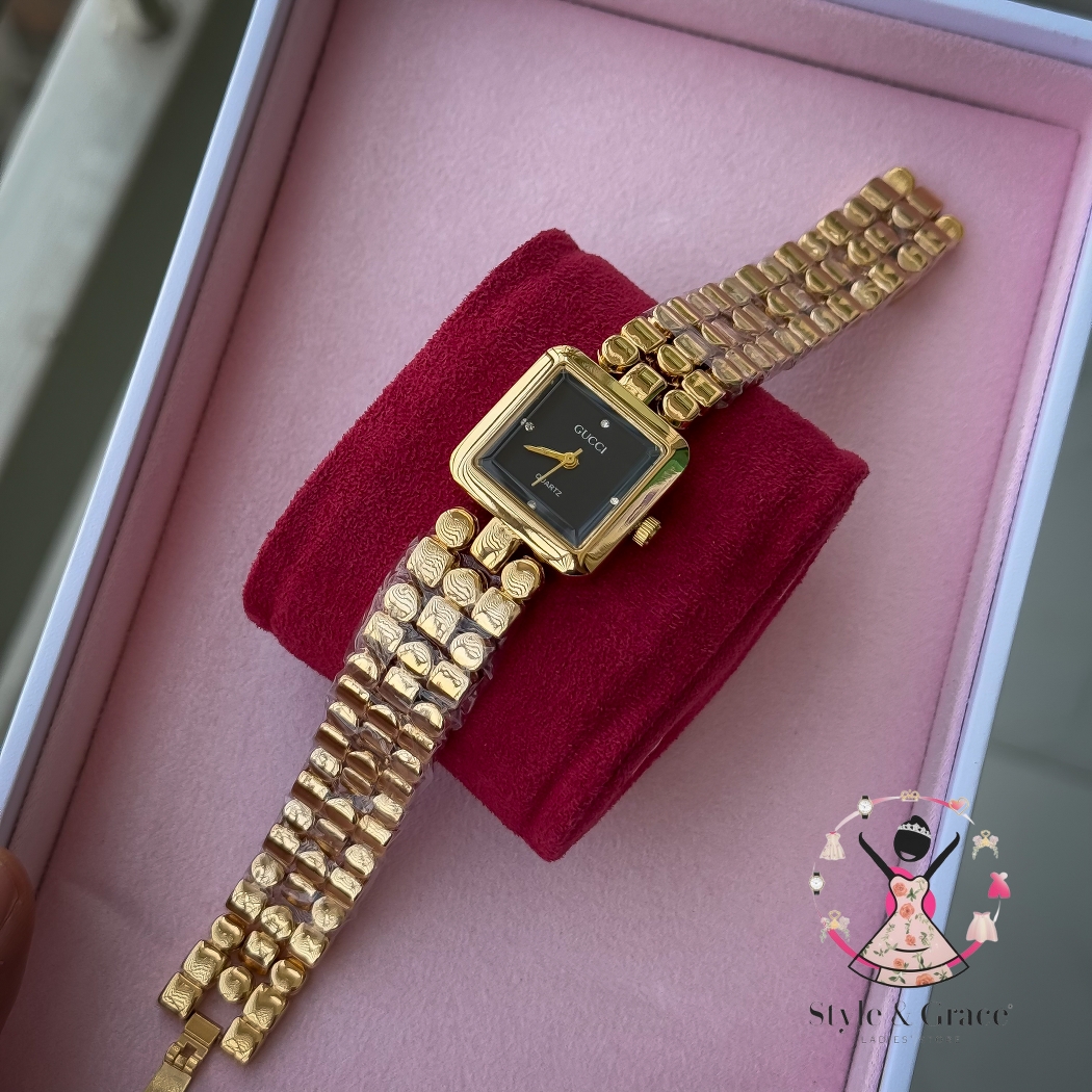 Gucci Square | Full Gold | Black Dial_img_1