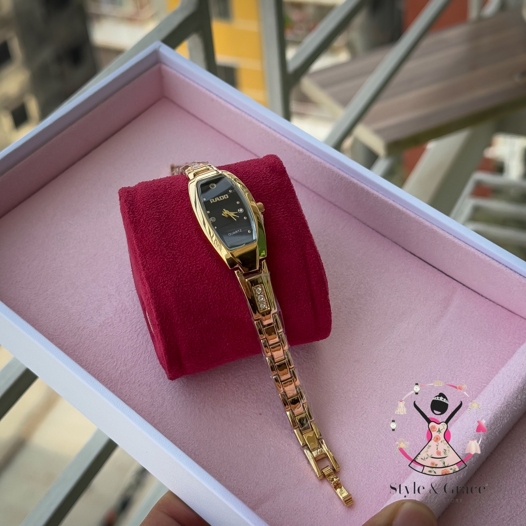 Rado Slim Square Long | Full Gold | Black Dial_img_1