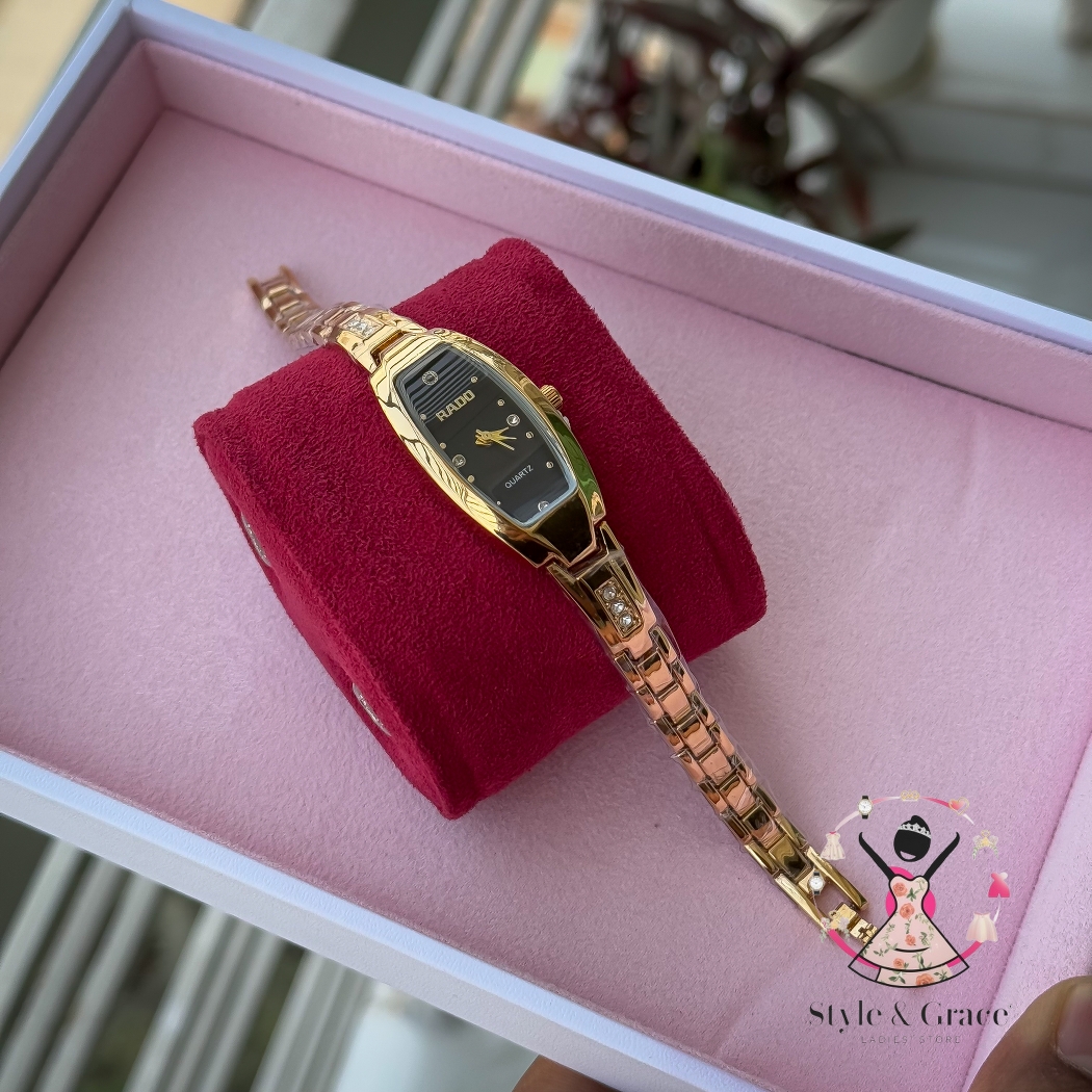 Rado Slim Square Long | Full Gold | Black Dial_img_2