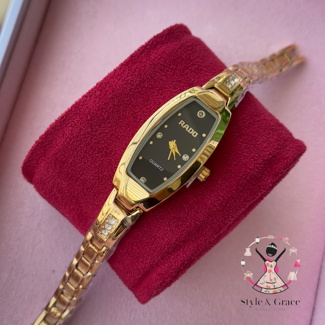 Rado Slim Square Long | Full Gold | Black Dial_img_3