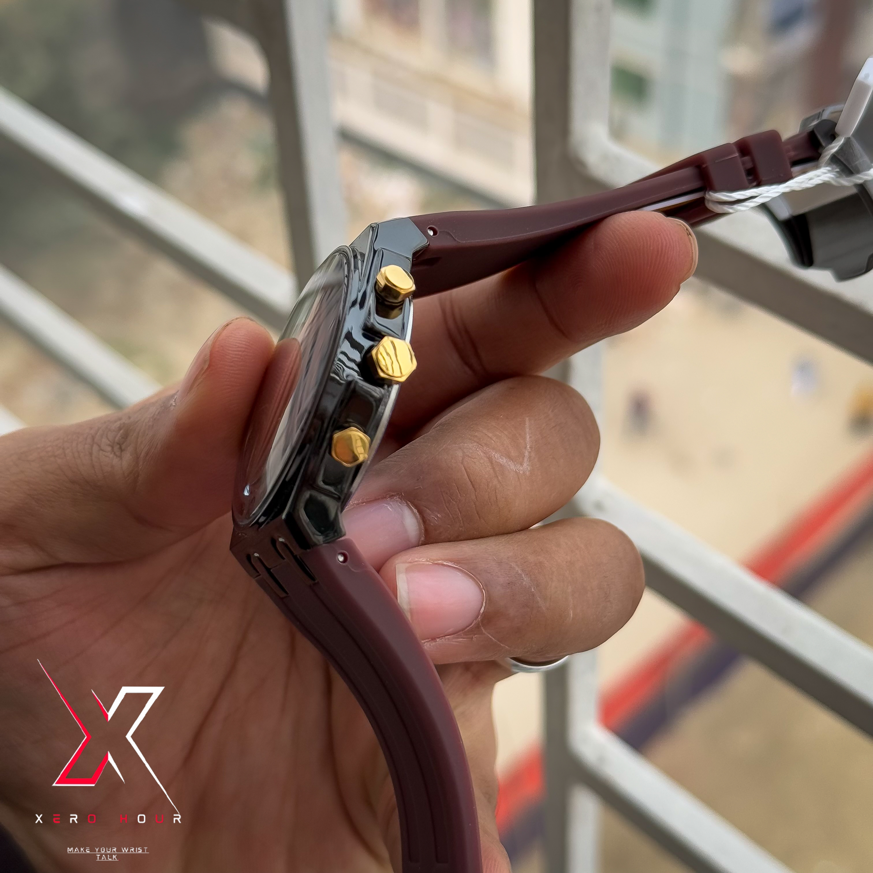 Caslex Gents Watch | Silicon Strap | Non Chrono | Burgendy dial_img_2