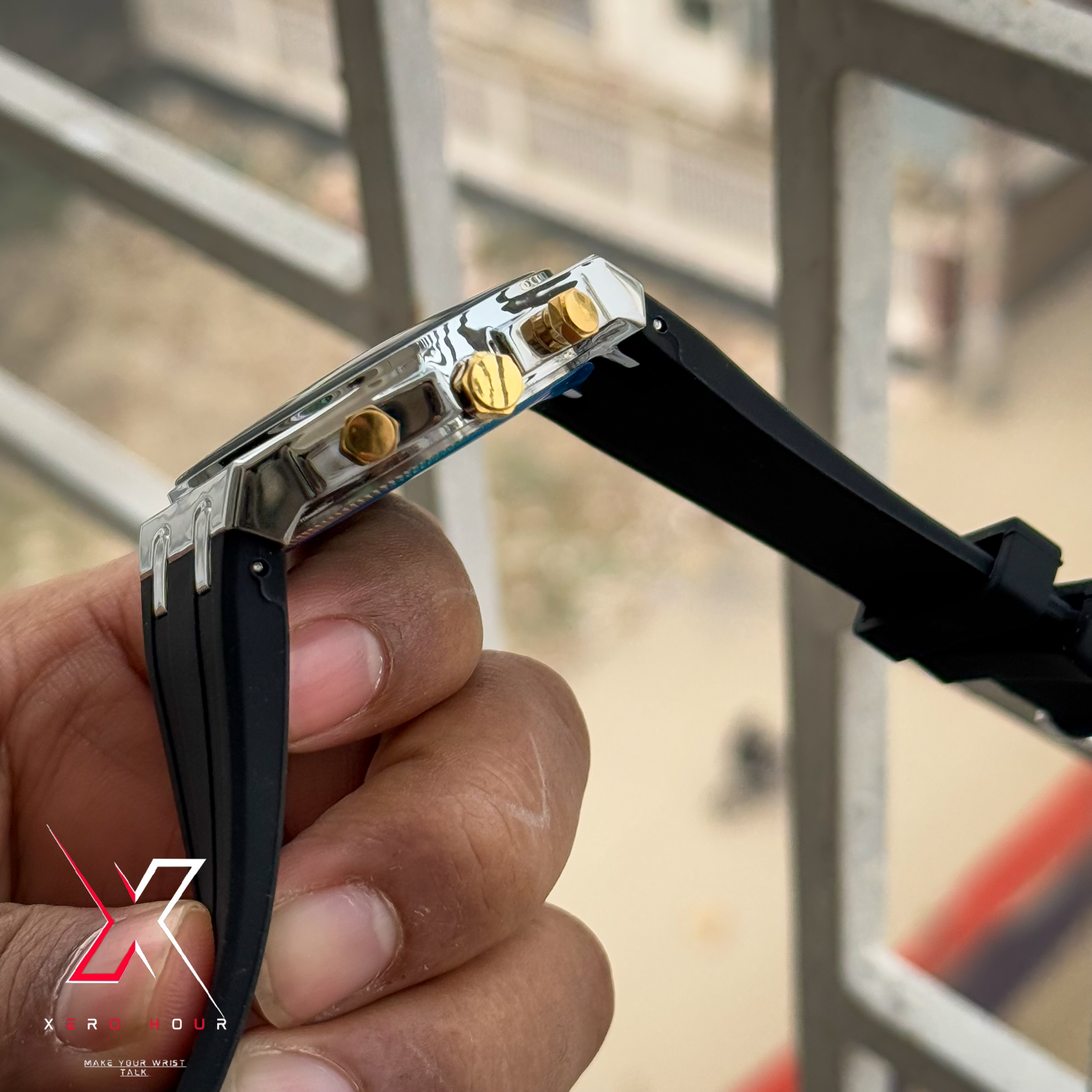 Caslex Gents | Silicon Strap | Black Silver Dial | Non Funcitonal Chrono_img_1